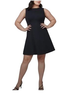 princess polly baby blue dress SPANX Black Ponte Perfect A-line Mini Dress Size Medium 3/4 Sleeve LBD  Office